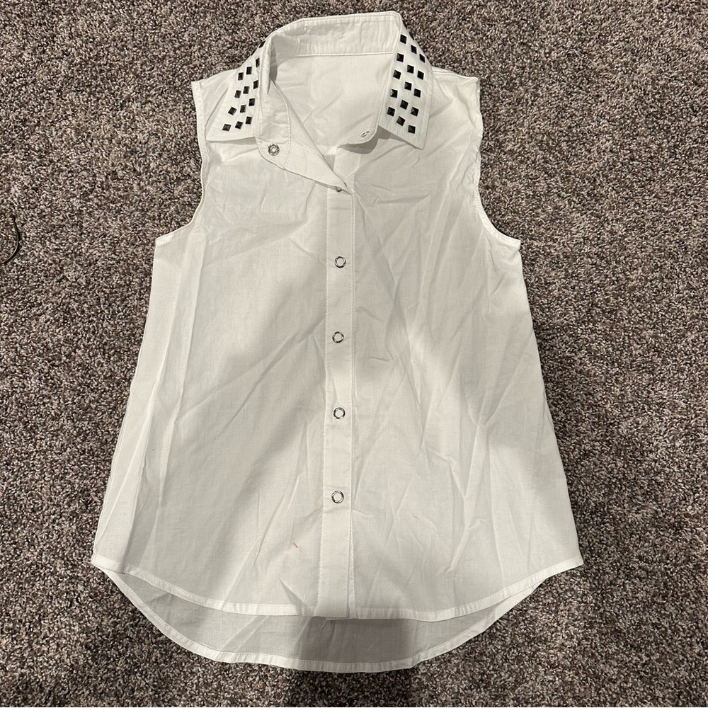 White Stud Sleeveless Shirt